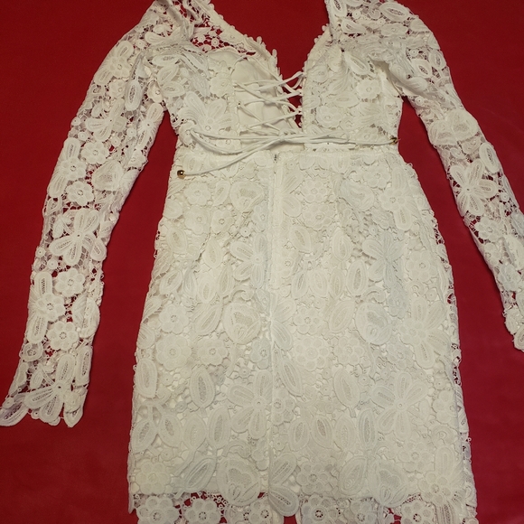 SELFIE LESLIE FIRST DANCE LACE MINI DRESS WHITE - Picture 14 of 16